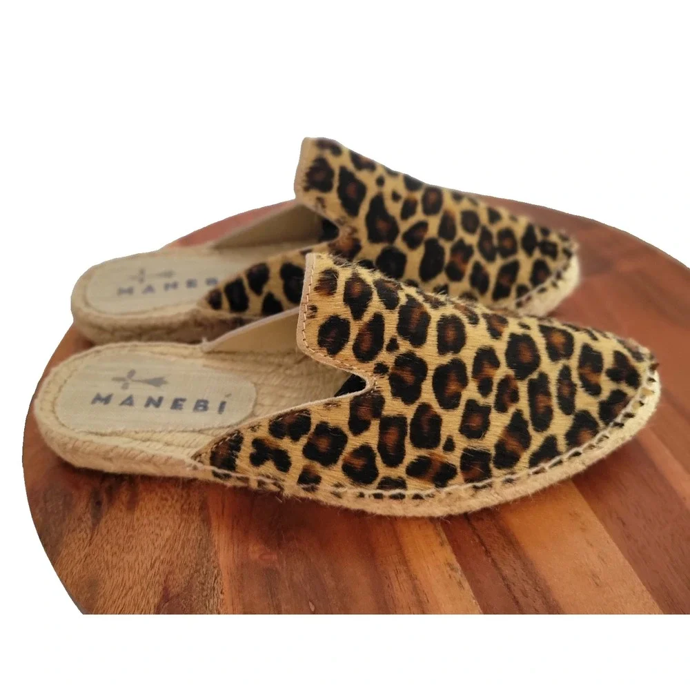Manebi Leopard Print Slip-On Flats Espadrilles ‎ Womens Size EU 35